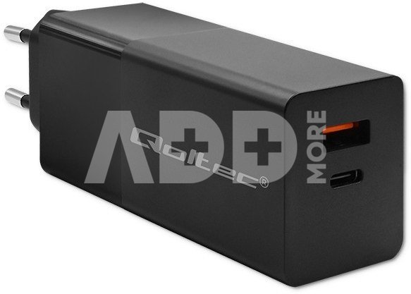 Qoltec GaN Power PRO charger 1xUSB C, 1xUSB, 100W