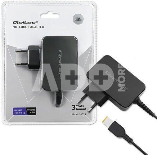 Qoltec Power adapter for Lenovo 45W, 20V, 2.25A