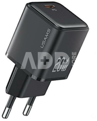 USAMS Charger 1xUSB-C PD 3.0 20W Fast Charging Black