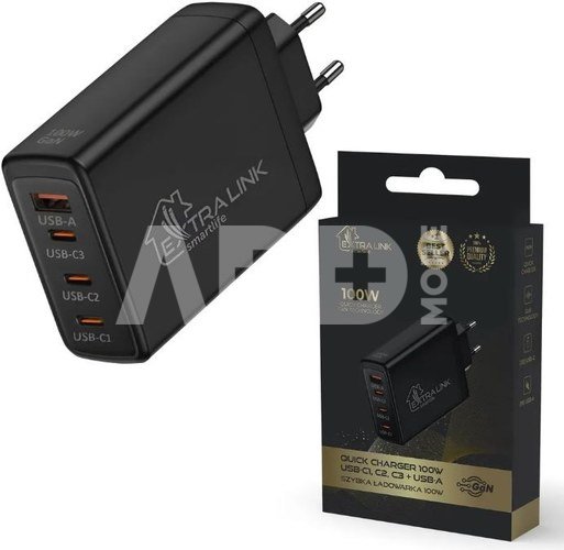 Extralink Ładowarka Smart Life Fast Charger 100W GaN 3x USB-C, USB-A