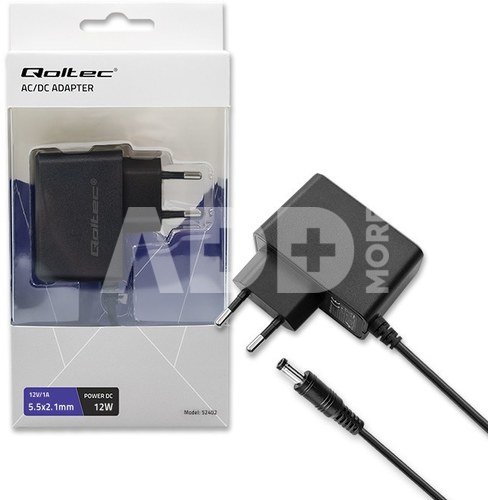 Qoltec Plug in power supply 12W 12V, 1A, 5.5x2.1