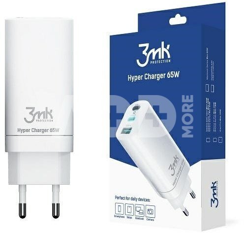 3MK Charger 65W 2xUSB-C + USB-A GaN PD QC