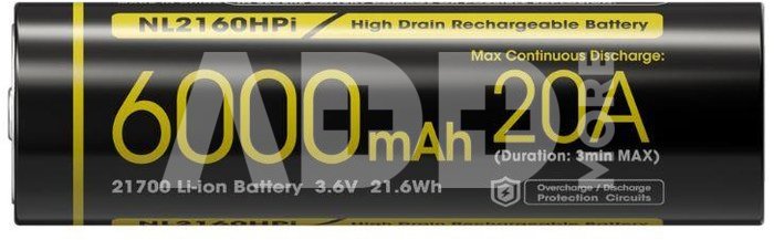 BATTERY RECH. LI-ION 3.6V/6000MAH NL2160HPI NITECORE