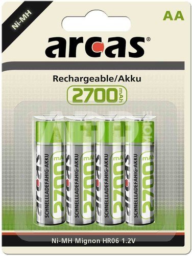 Arcas | 17727406 | AA/HR6 | 2700 mAh | Rechargeable Ni-MH | 4 pc(s)
