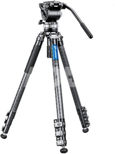 Leofoto LVM-324C+BV-15 4-Section Carbon Fiber Video Tripod with Fluid Head Set