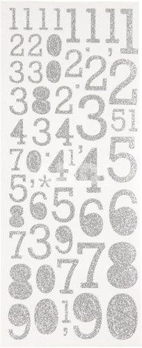 FOCUS GLITTERSTICKERS SILVER NUMBERS