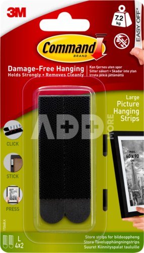 3M COMMAND HANGING STRIPS BLACK LARGE SET/4