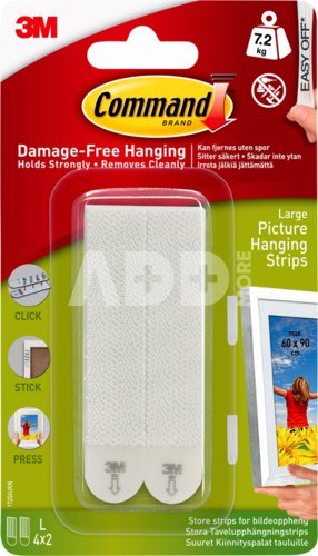 3M COMMAND HANGING STRIPS WHITE LARGE SET/4
