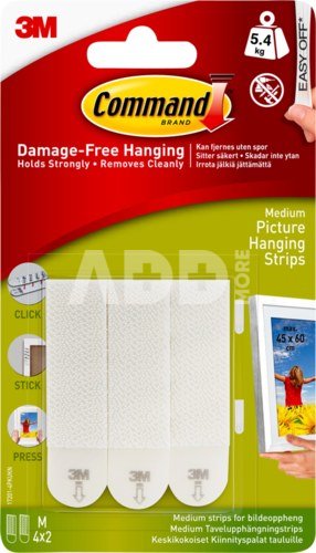 3M COMMAND HANGING STRIPS WHITE MEDIUM SET/4