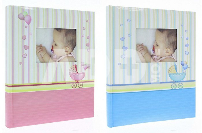 Albumas GED DBCS10 BABYCHART 24x29/20psl | rožiniai arba šv.mėlyni lapai | kampučiai/lipdukai | knyginio rišimo | max 10x15 40