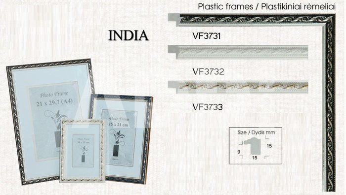 Rėmelis 30x40 plast INDIA VF3733 White su auksu | 15 mm