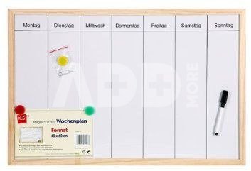 Magnetinė lenta 42.648.70 HENZO 40x60 | 2 varžtai | 3 magnetai | rašiklis su trintuku | savaitės dienos vokiečių kalba