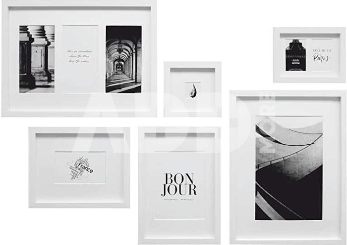 Deknudt S46YK WALL picture wall w. 6 white wooden Frames