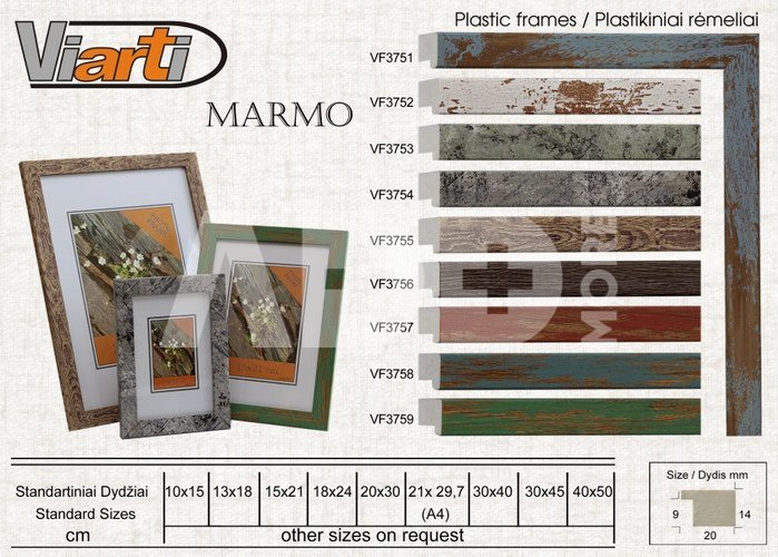 Rėmelis 15x21 plast MARMO VF3754 pilkas | 20 mm