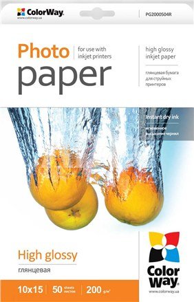 ColorWay High Glossy Photo Paper, 10x15, 200 g/m2, 50 sheets