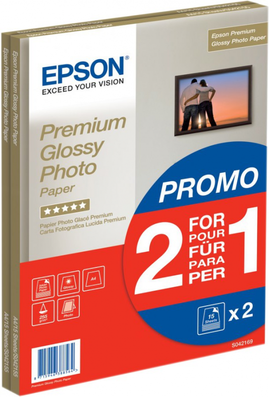 Foto popierius Epson Premium Glossy 30 vnt. Photo, baltas, A4, 255 g/m²
