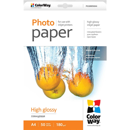Foto popierius ColorWay A4, High Glossy Photo Paper, 50 Sheets, A4, 180 g/m²