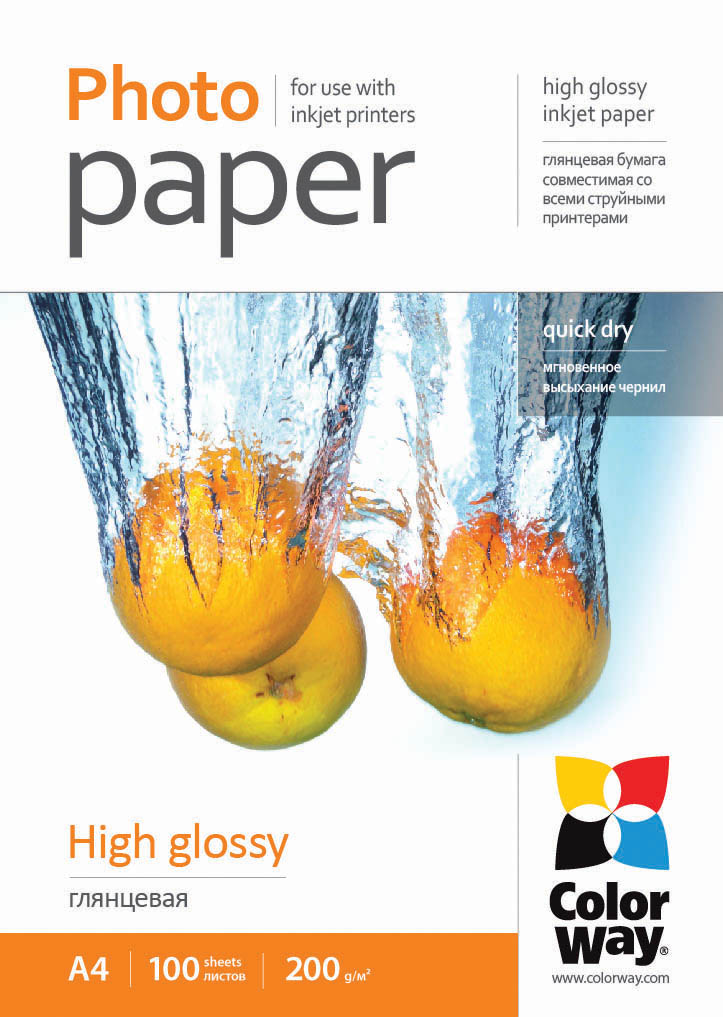 Foto popierius ColorWay High Glossy, 100 vnt., A4, 200 g/m²