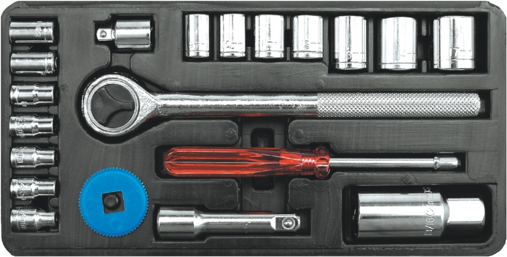 Įrankių rinkinys | 6.3 mm (1/4") + 10 mm (3/8") | 21 vnt. (58210)