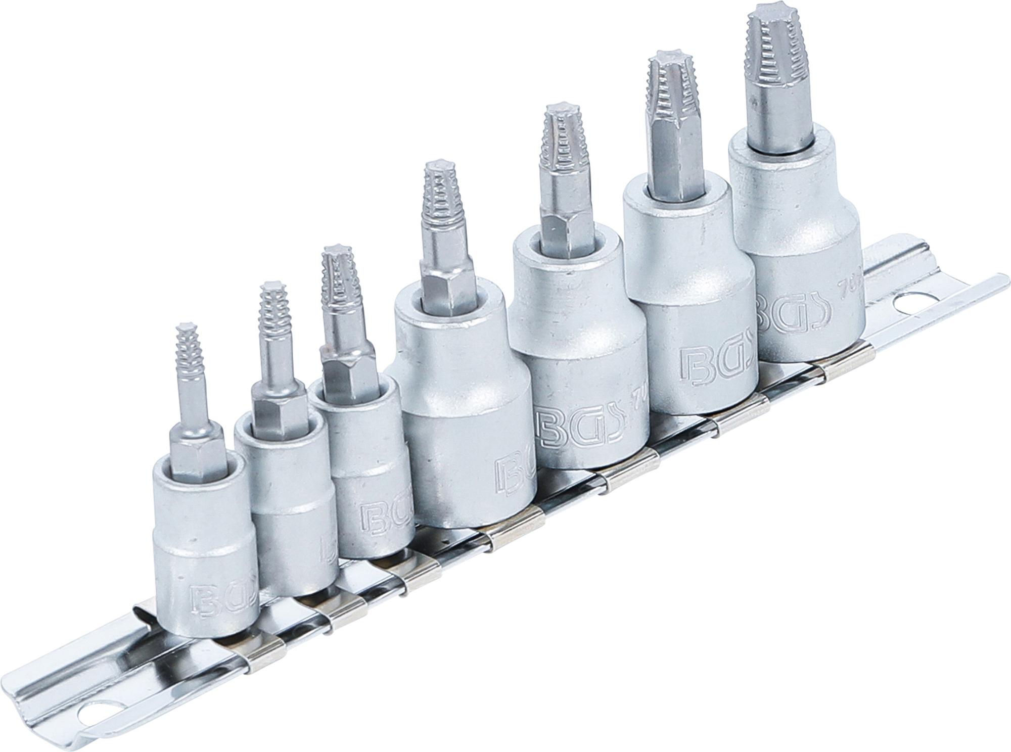 Sraigtiniai ištraukikliai | | 6,3 mm (1/4") / 10 mm (3/8") | pažeistam T-Star (Torx) T10 - T40 | 7 vnt. (7098)