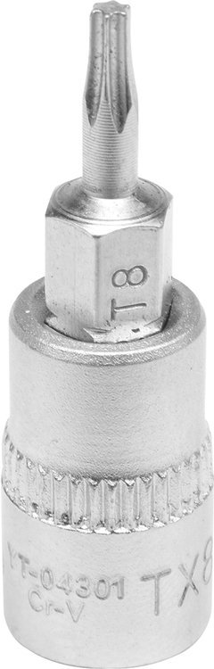 Antgalis įpresuotas į galvutę | 6.3 mm (1/4") | T-Star (Torx) T8 (YT-04301)