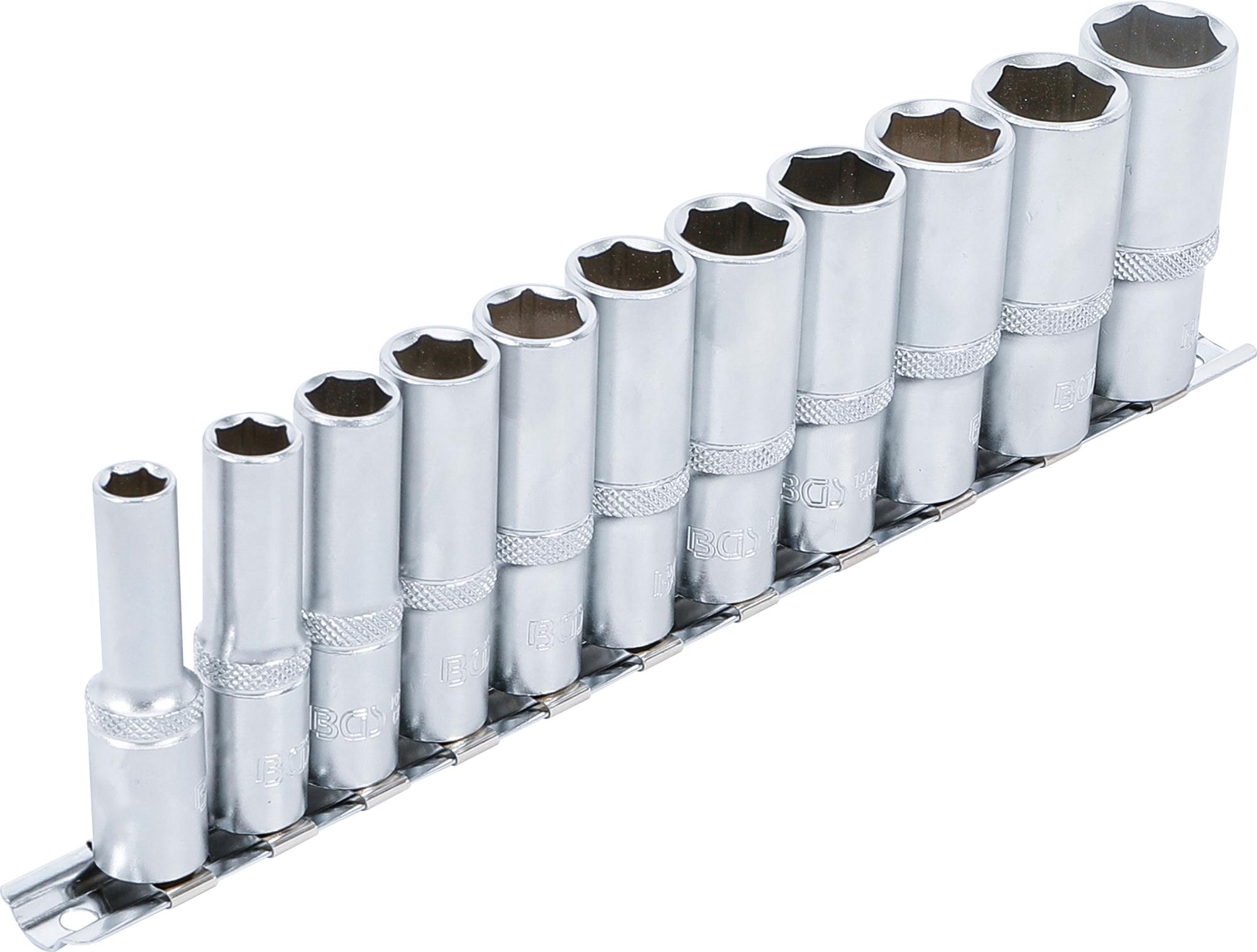 Ilgų galvučių rinkinys, šešiakampės | 10 mm (3/8") | 8 - 19 mm | 11 vnt. (2222)