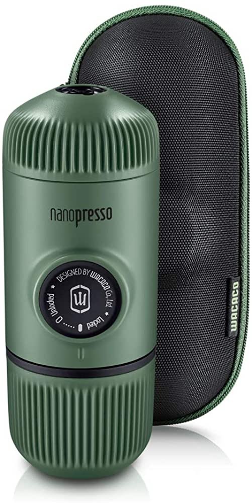 WACACO NANOPRESSO MOSS GREEN rankinis maltos kavos aparatas su dėklu, žalia
