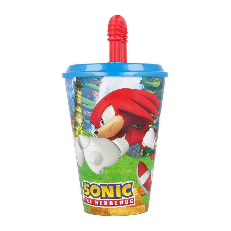 Vandens puodelis su šiaudeliu vaikams STOR 40530 430 ml Sonic the Hedgehoh (mėlynas - per