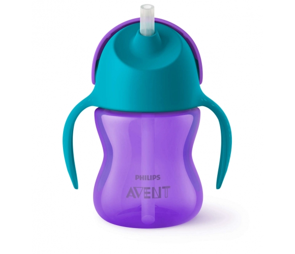 AVENT 9+ mėn. puodelis su šiaudeliu 200 ml, violetinis