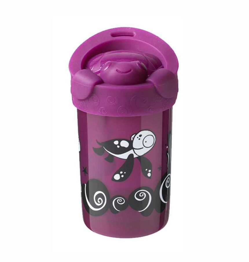 TOMMEE TIPPEE prilimpantis puodelis nuo 18 mėn. NO KNOCK, violetinis, 300 ml