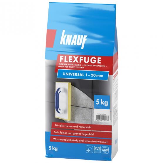 Plytelių siūlių glaistas KNAUF FLEXFUGE UNIVERSAL DUNKELBRAUN, 1-20 mm, ruda sp., 5 kg