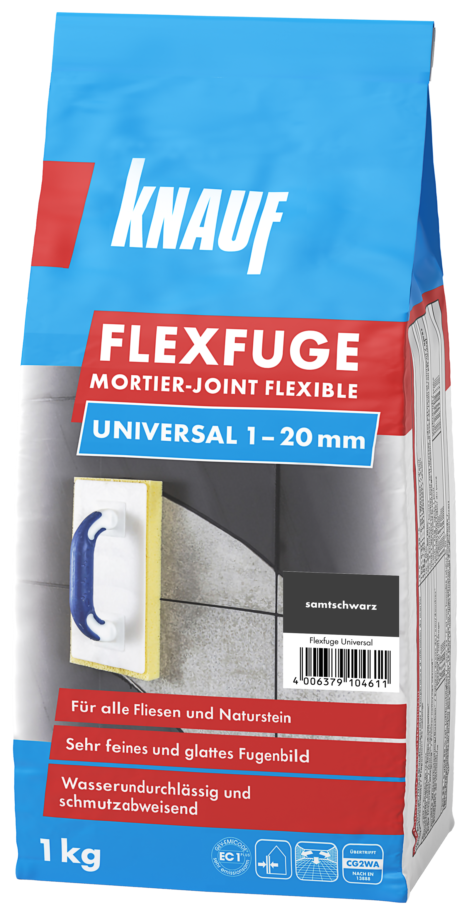 Plytelių siūlių glaistas KNAUF FLEXFUGE UNIVERSAL DUNKELBRAUN, 1-20 mm, ruda sp., 1 kg