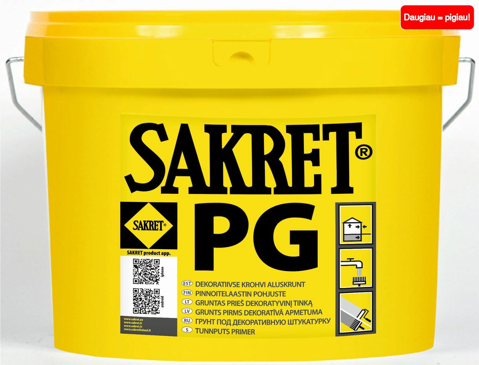 Gruntas prieš dekoratyvinį tinką SAKRET PG tonuojamas, baltos sp., 5 kg