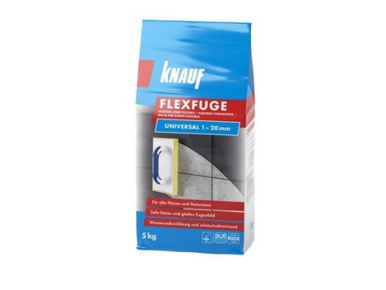 Plytelių siūlių glaistas KNAUF FLEXFUGE UNIVERSAL SILBERGRAU, 1-20 mm, šv. pilka sp., 5 kg