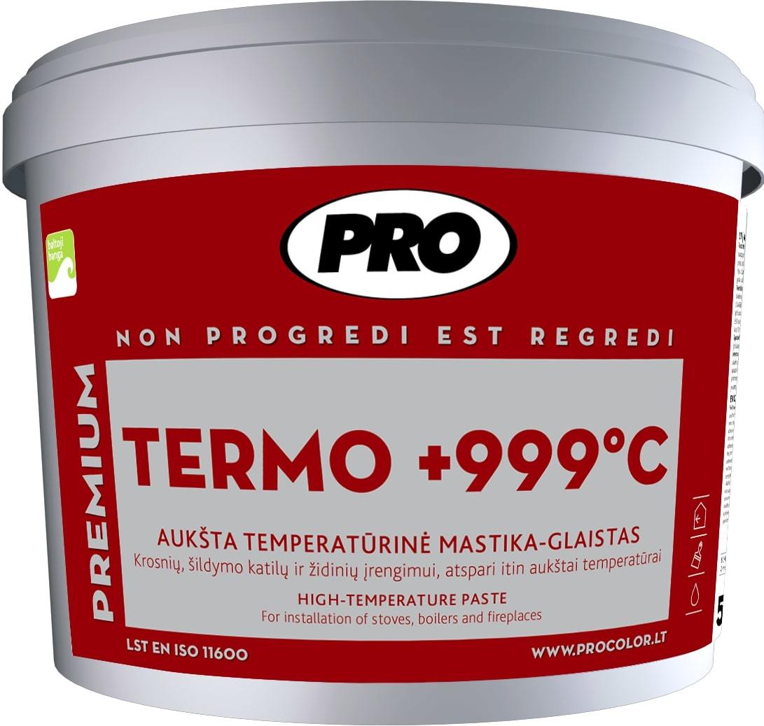 Aukštatemperatūrinė mastika-glaistas TERMO +999°C, 1 kg