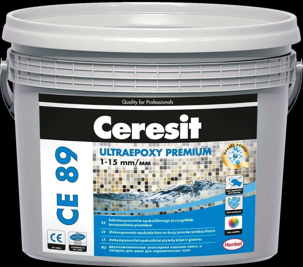 Plytelių siūlių glaistas Ceresit CE89 Ultraepoxy Premium Concrete gray, 2,5 kg, cemento pilkumo sp.