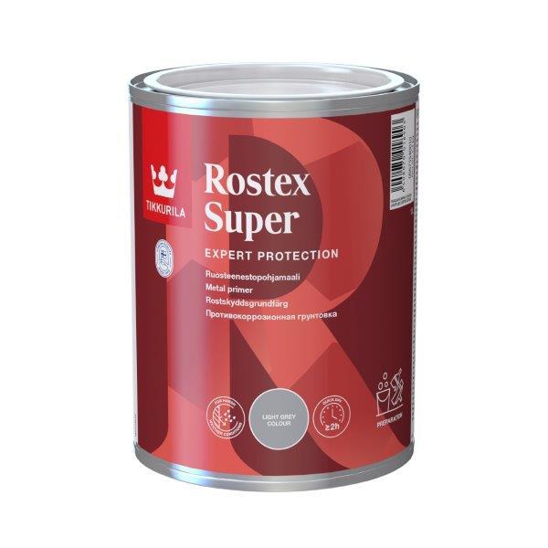 Antikorozinis metalo gruntas TIKKURILA ROSTEX SUPER, šviesiai pilkos sp., 1 l