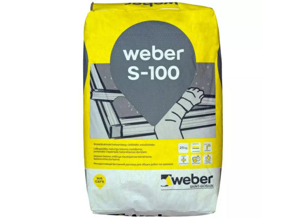 Betono mišinys Weber S100 universalus, 20MPa, nuo 30mm, 25kg, EE