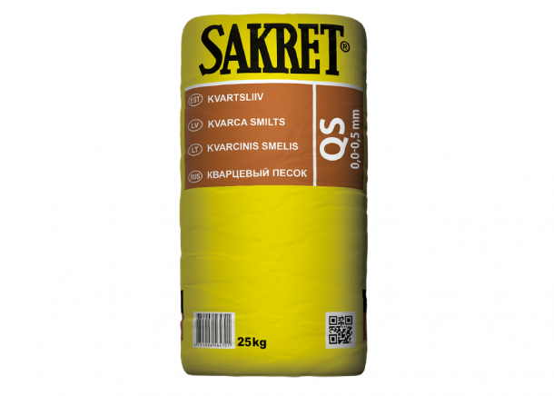 Kvarcinis smėlis Sakret QS, be priemaišų, 0.0-0.5mm, 25kg