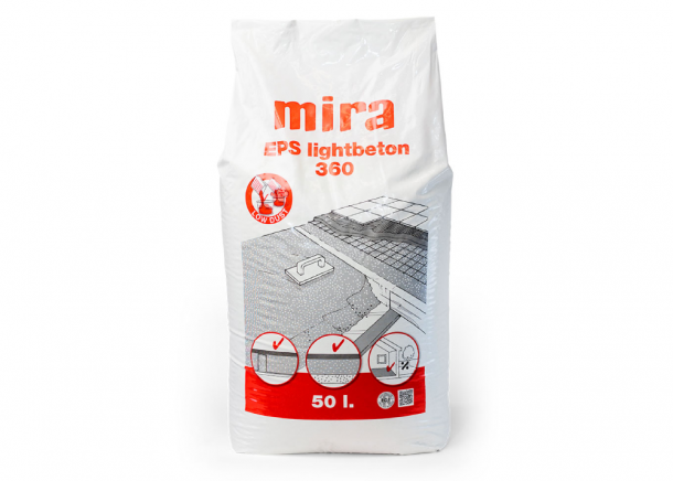 Mišinys grindims Mira EPS LIGHTBETON 360, itin lengvas, nuo 15mm, 50L/18kg