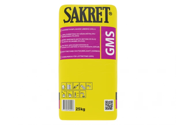 Klijai blokeliams Sakret GMS, atitvarams mūryti, M10, 25kg (įv.spalvos)