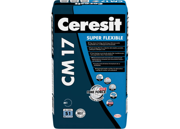 Klijai plytelių Ceresit CM 17 SUPER FLEXIBLE, itin elastingi, C2TE S1, 25kg