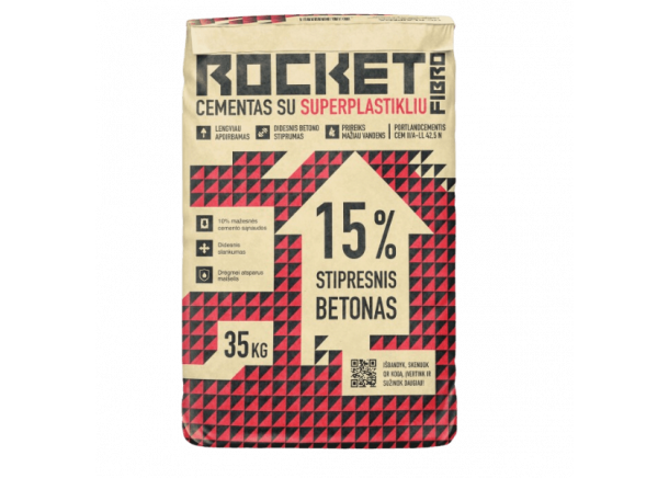 Cementas ROCKET FIBRO, su superplastikliais, 35kg