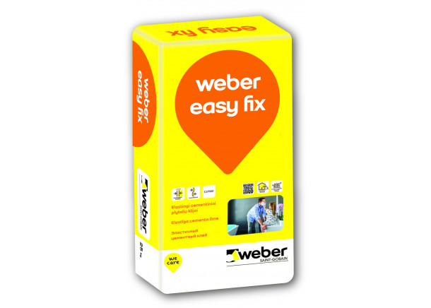 Plytelių klijai Weber Easy Fix, C2TE S1,  25kg (šildomos grindys)
