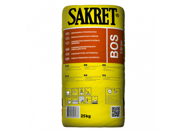 Mišinys grindims Sakret BOS, savaime išsilyginantis, 3-30mm, 25kg