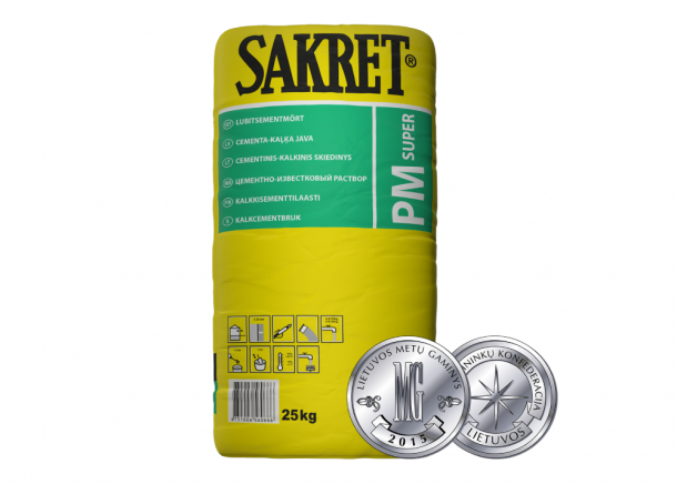 Mišinys mūro-tinko Sakret PM SUPER, cementinis-kalkinis, M5, 25-40kg