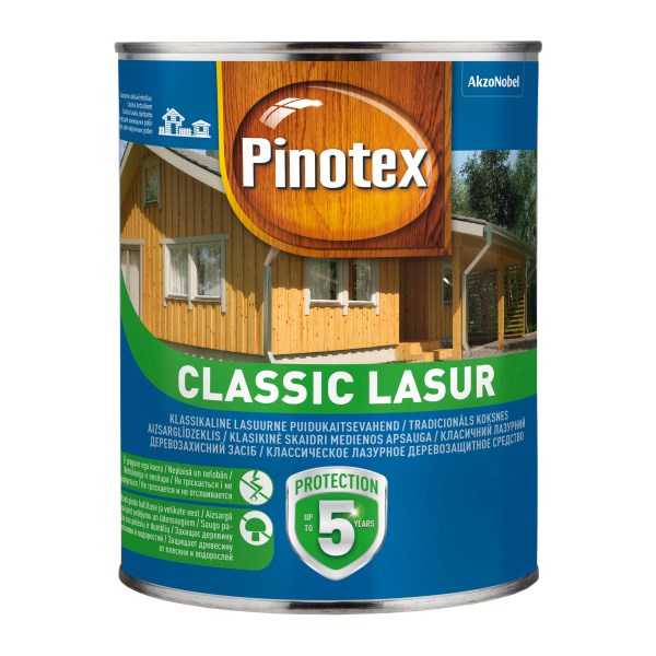 Medienos impregnantas PINOTEX CLASSIC, 1 l bespalvis, matinis