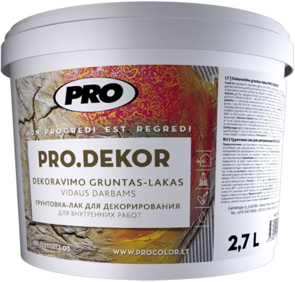 Gruntas  - lakas PRO DECOR 2,7 l matinis