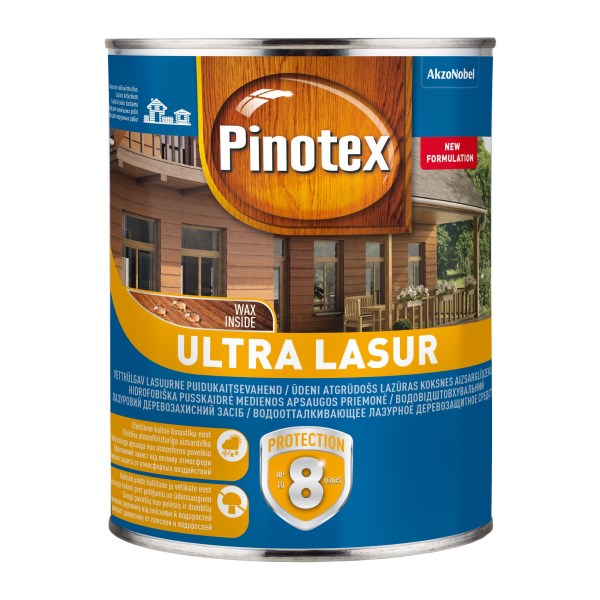 Medienos impregnantas PINOTEX ULTRA, 1 l raudonmedis, blizgus
