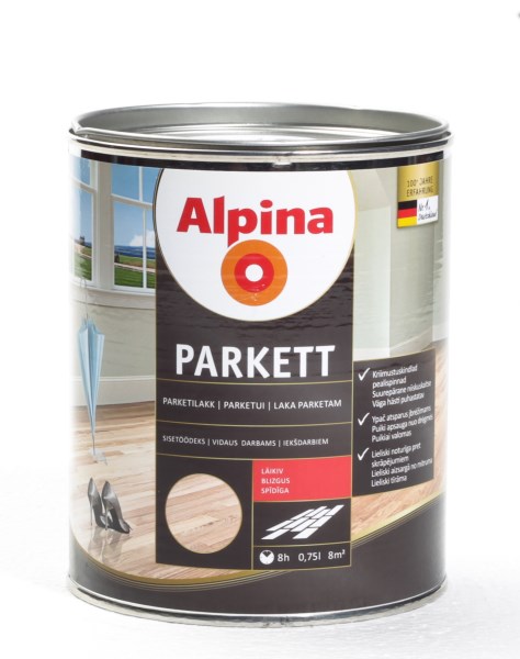 Lakas parketui medinėms grindims blizgus Alpina Parkettlack 0,75 l